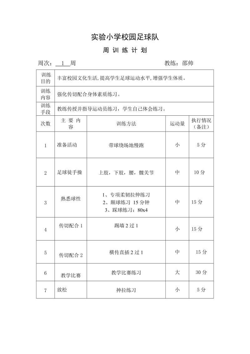 实验小学校园足球队训练计划_第1页