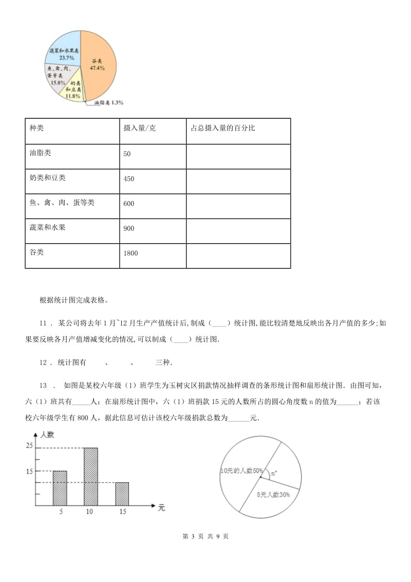 人教版数学六年级上册第七单元《扇形统计图》综合能力大擂台_第3页