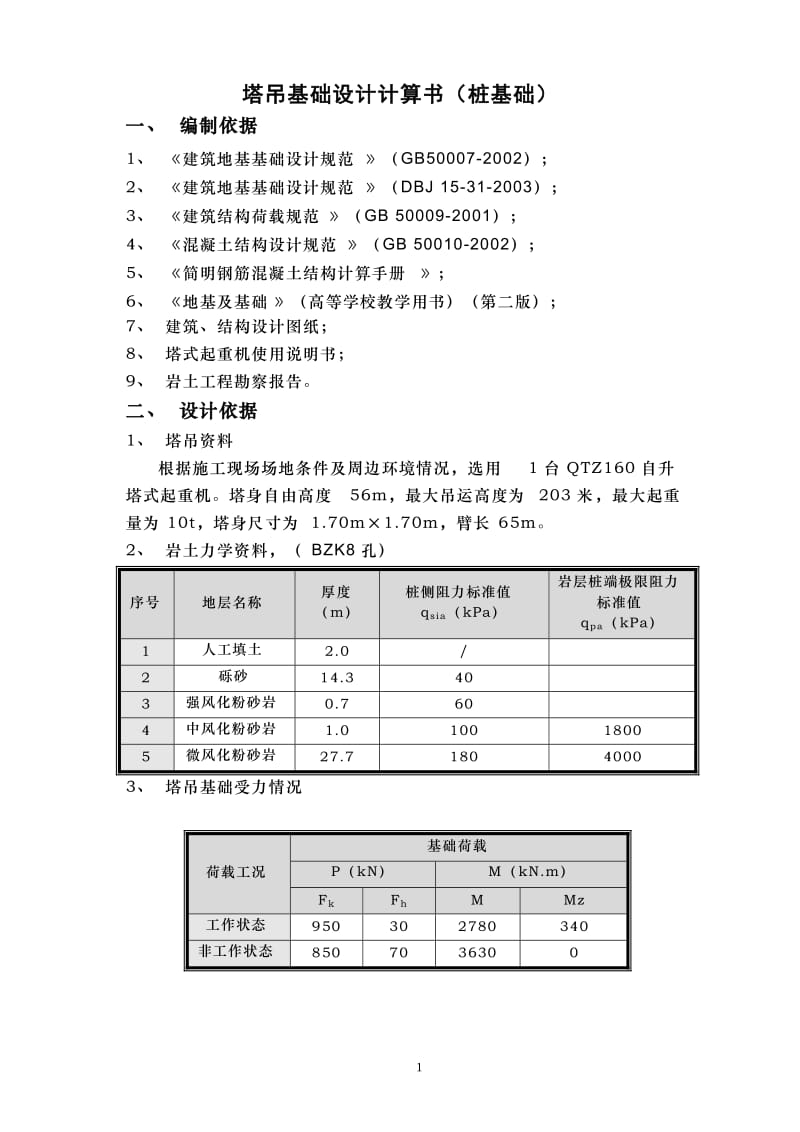 塔吊基础设计计算书(桩基础)_第1页