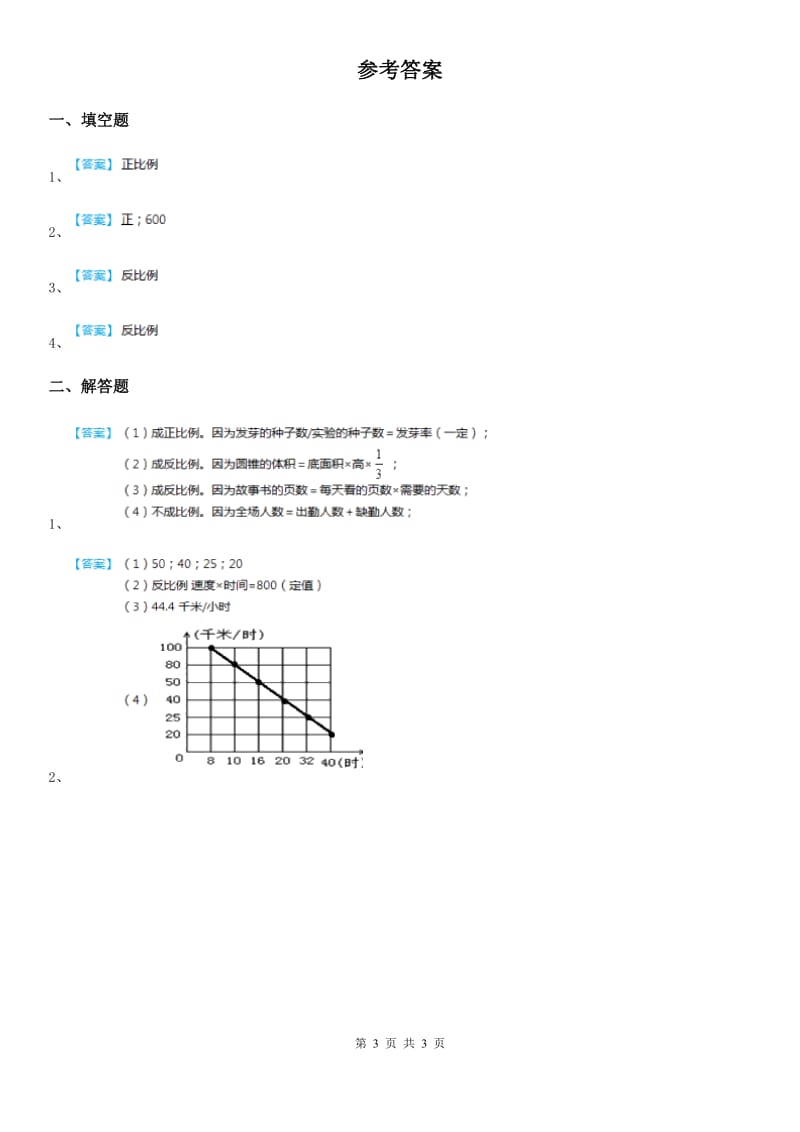 2019-2020学年苏教版数学六年级下册第六单元《正比例和反比例》单元测试卷A卷新版_第3页