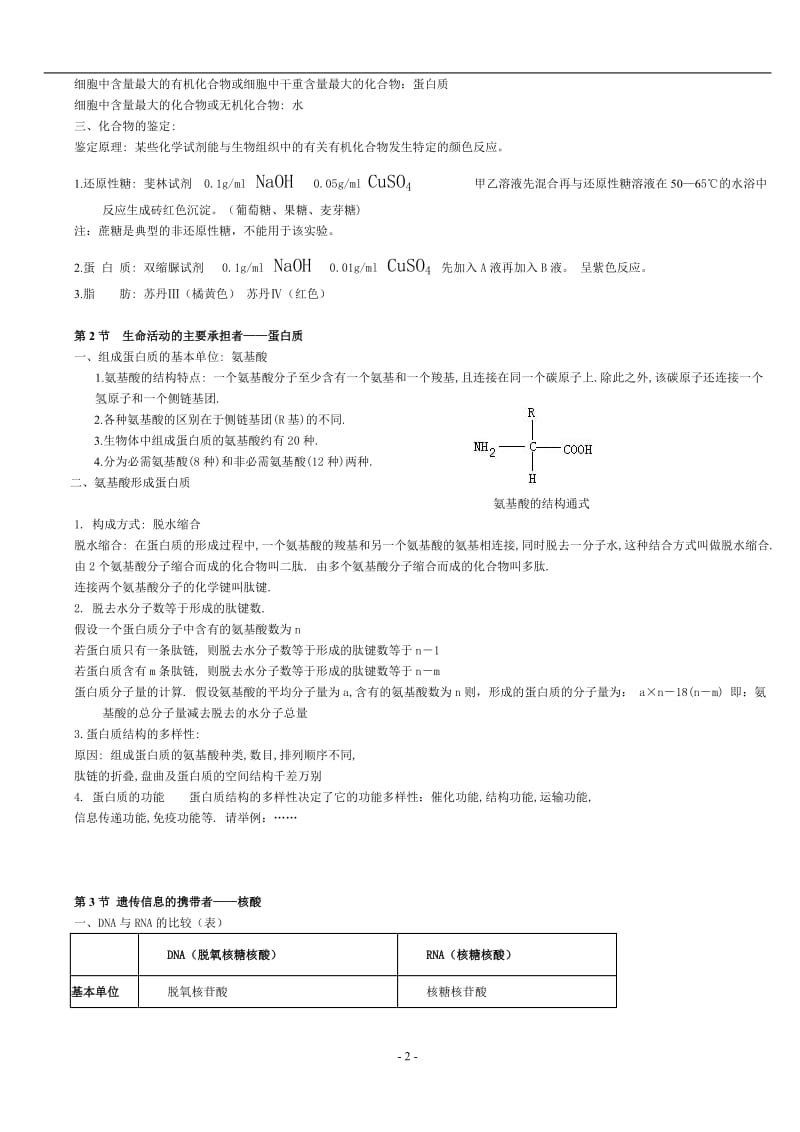 苏教版高中生物必修1知识点汇编_第2页