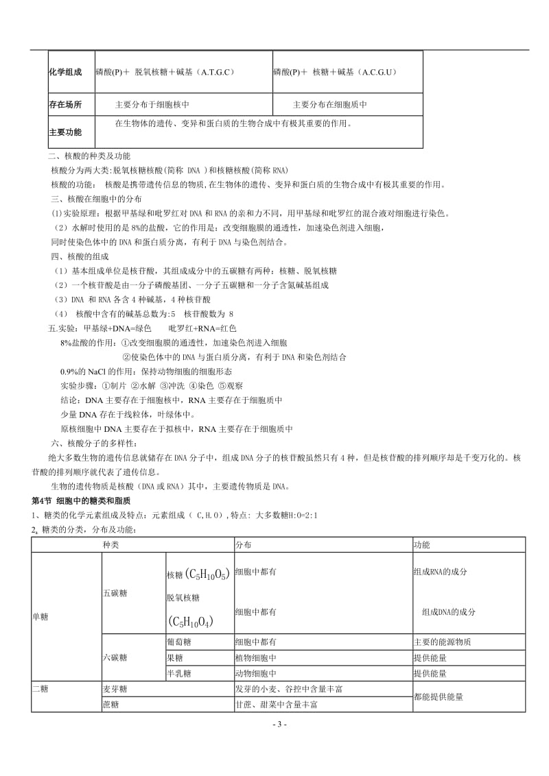 苏教版高中生物必修1知识点汇编_第3页