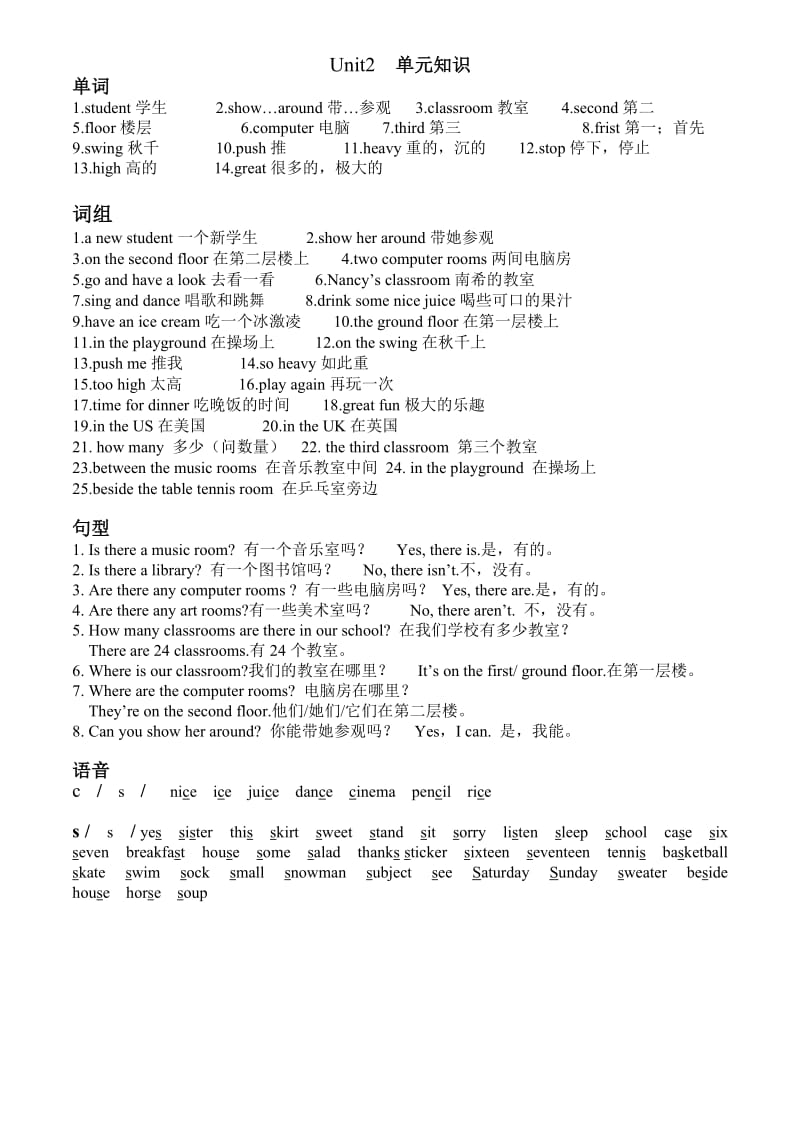 苏教版五年级上英语U1-8单元知识_第2页