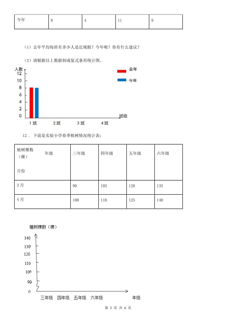 北师大版 数学五年级下册第8单元《数据的表示和分析》单元测试卷_第3页