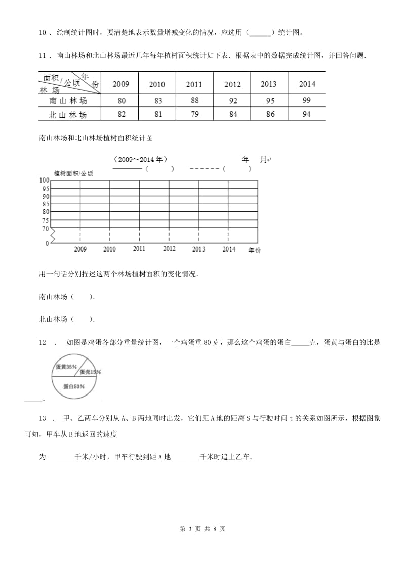 苏教版数学五年级下册2.1 单式折线统计图练习卷_第3页