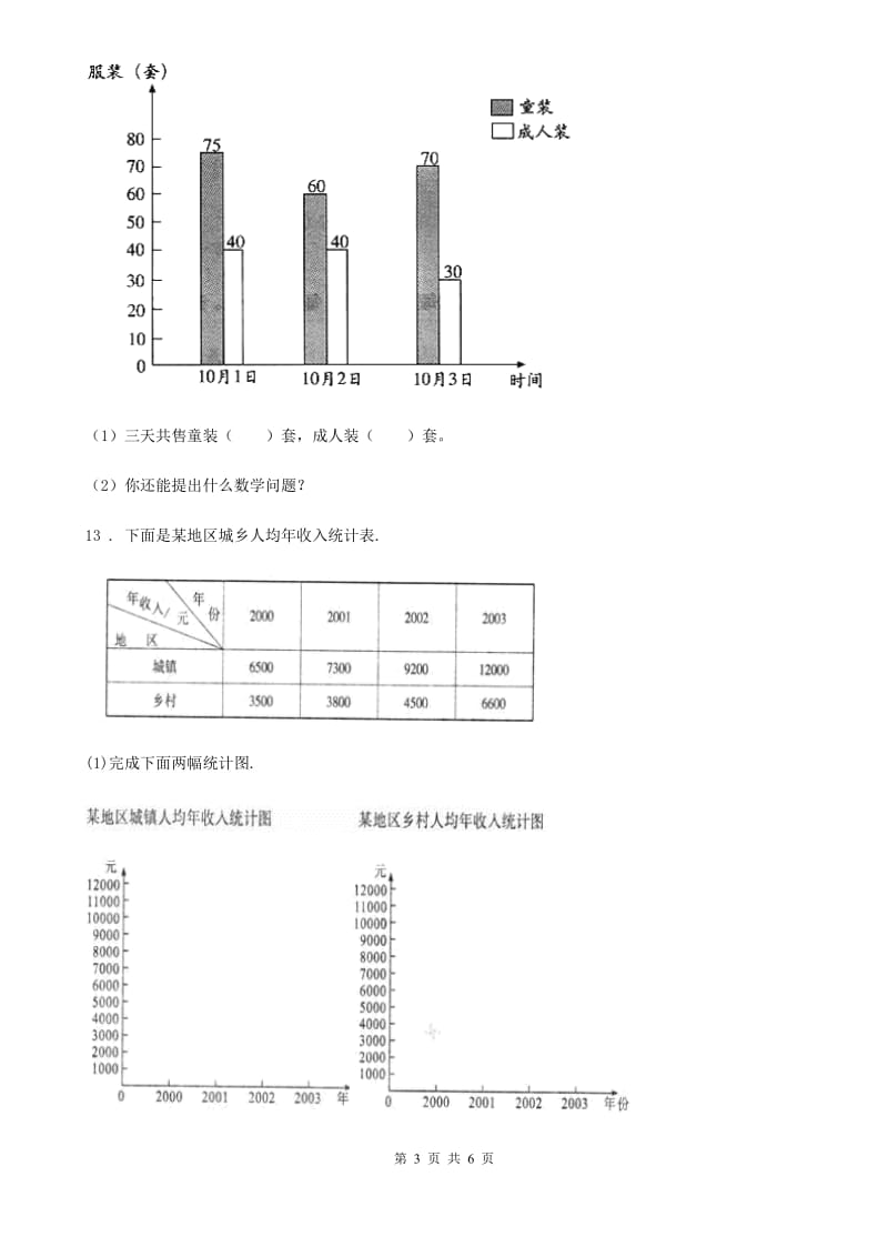 2019年人教版数学四年级下册第八单元《平均数与条形统计图》单元测试卷D卷_第3页