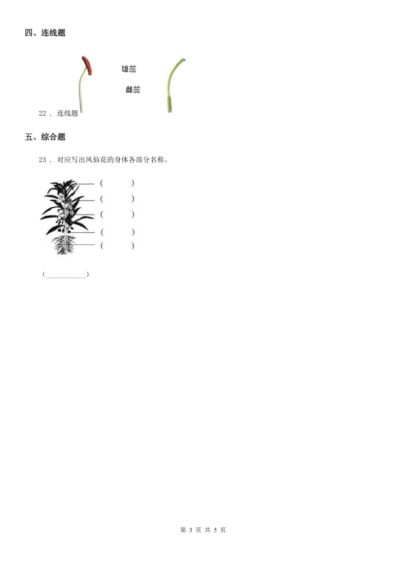 人教统编版（部编版）四年级下册期中考试科学试卷新版_第3页