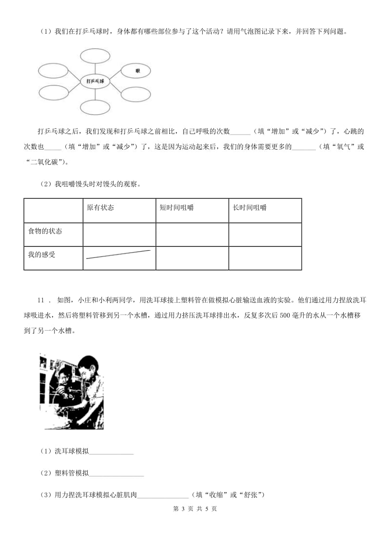 教科版科学四年级上册4.1 身体的结构练习卷_第3页