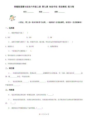 部編版道德與法治六年級上冊 第九課 知法守法 依法維權 練習卷