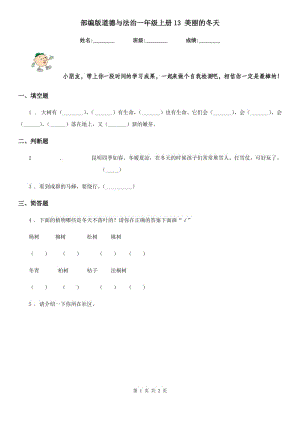 部編版道德與法治一年級上冊13 美麗的冬天