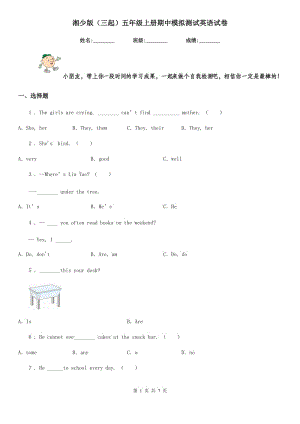 湘少版(三起)五年級(jí)上冊(cè)期中模擬測(cè)試英語(yǔ)試卷