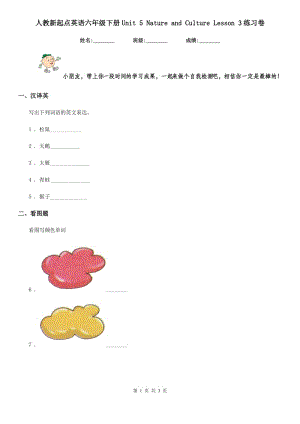 人教新起點英語六年級下冊Unit 5 Nature and Culture Lesson 3練習(xí)卷