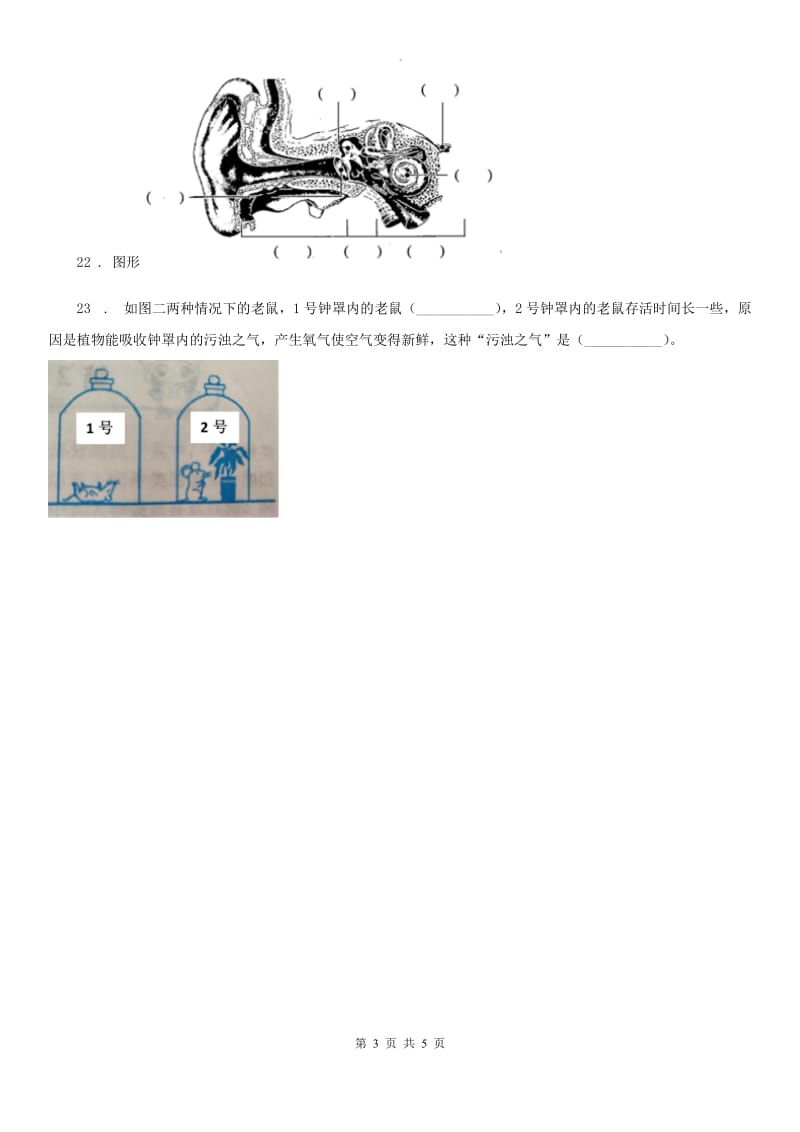 苏教版四年级上册期末考试科学试卷_第3页