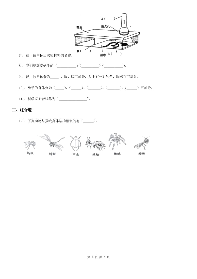 2020年（春秋版）教科版科学三年级上册2.6 金鱼练习卷B卷_第2页