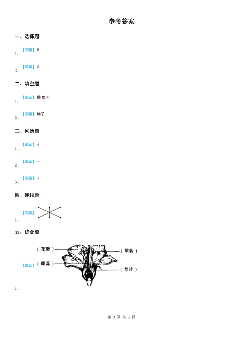 2020年（春秋版）教科版科学一年级上册1.3 观察叶练习卷（II）卷_第3页