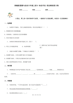 部編版道德與法治六年級上冊9 知法守法 依法維權(quán)練習(xí)卷新版