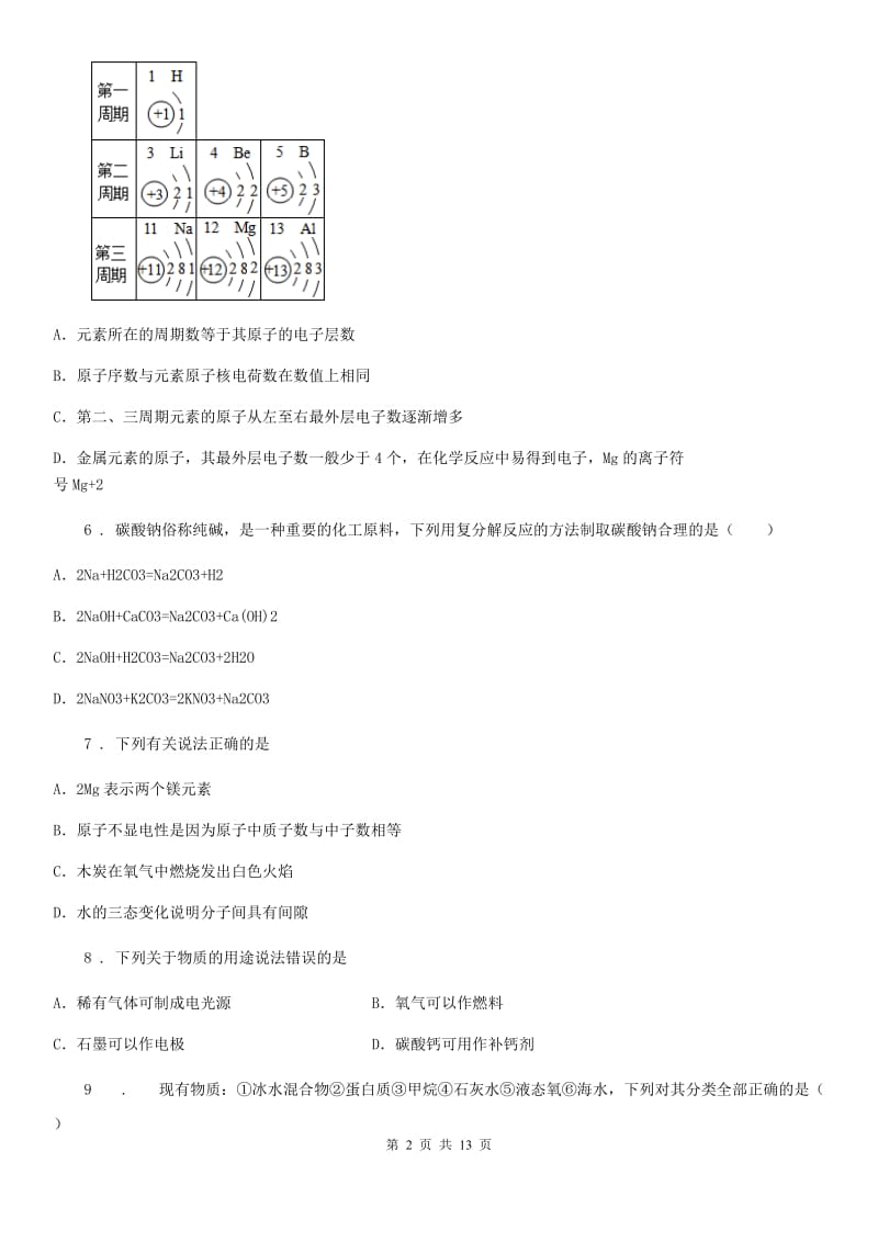 人教版2019-2020年度九年级下学期中考模拟化学试题C卷（模拟）_第2页