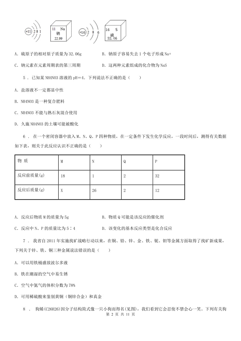 人教版2020版九年级下学期中考二模化学试题（II）卷_第2页