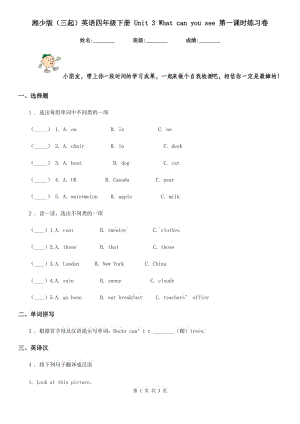 湘少版（三起）英語四年級下冊 Unit 3 What can you see 第一課時練習(xí)卷