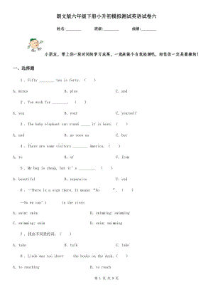 朗文版六年級下冊小升初模擬測試英語試卷六