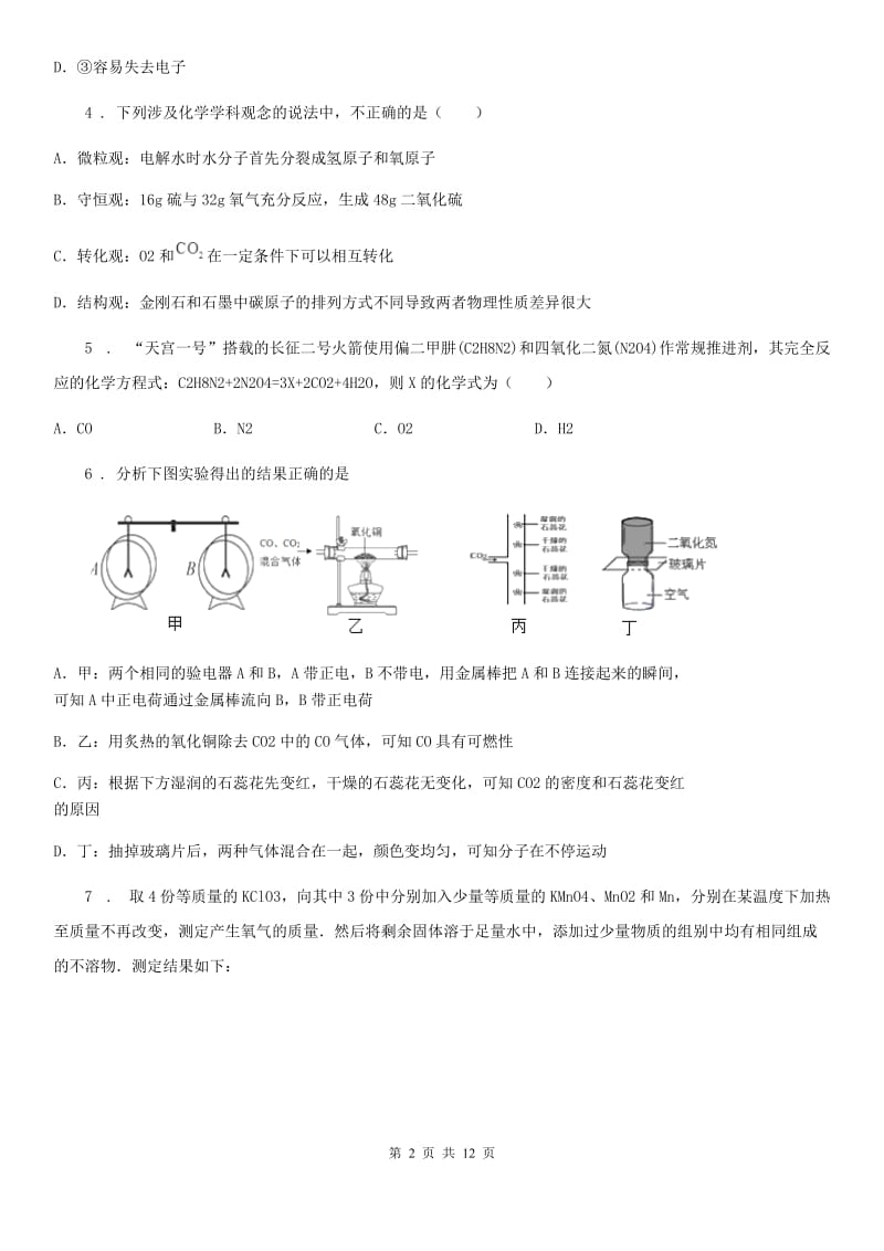 人教版2020版九年级上学期第二次月考化学试题B卷（模拟）_第2页