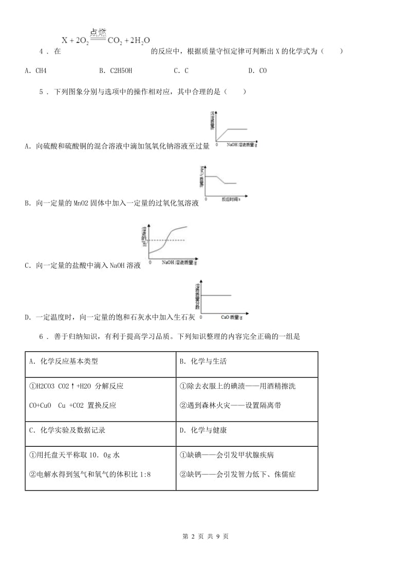 人教版2019-2020学年中考一模化学试题C卷_第2页