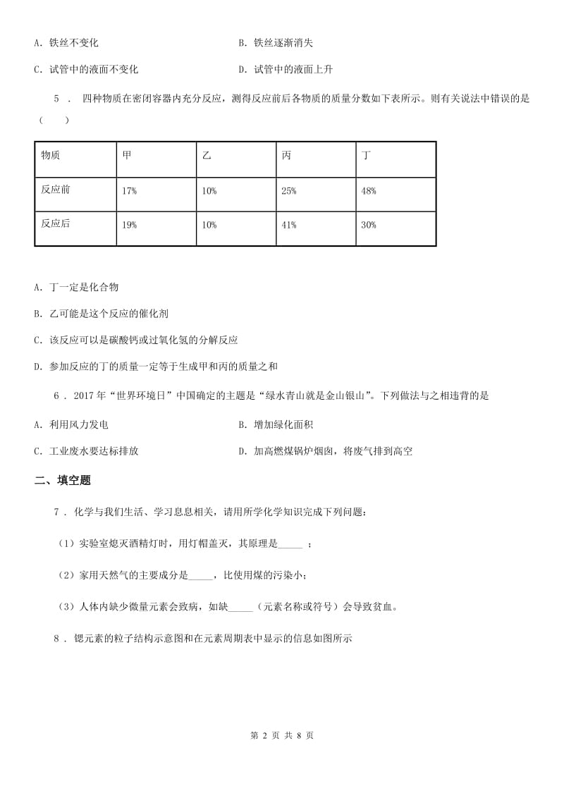 人教版2019版中考化学试题（I）卷（模拟）_第2页