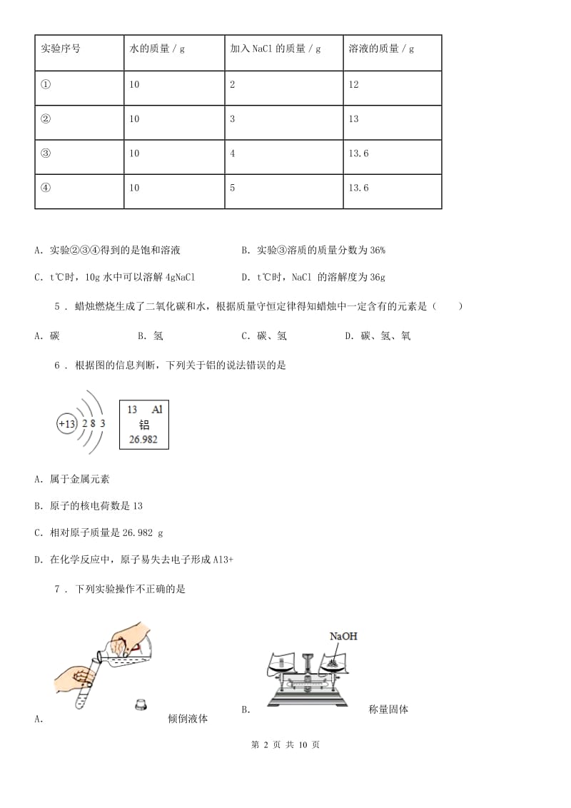 人教版2020年（春秋版）九年级下学期中考一模化学试题（II）卷新编_第2页