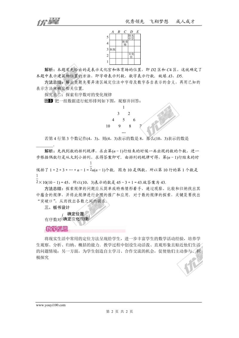 部审人教版七年级数学下册教学设计7.1.1 有序数对 1_第2页