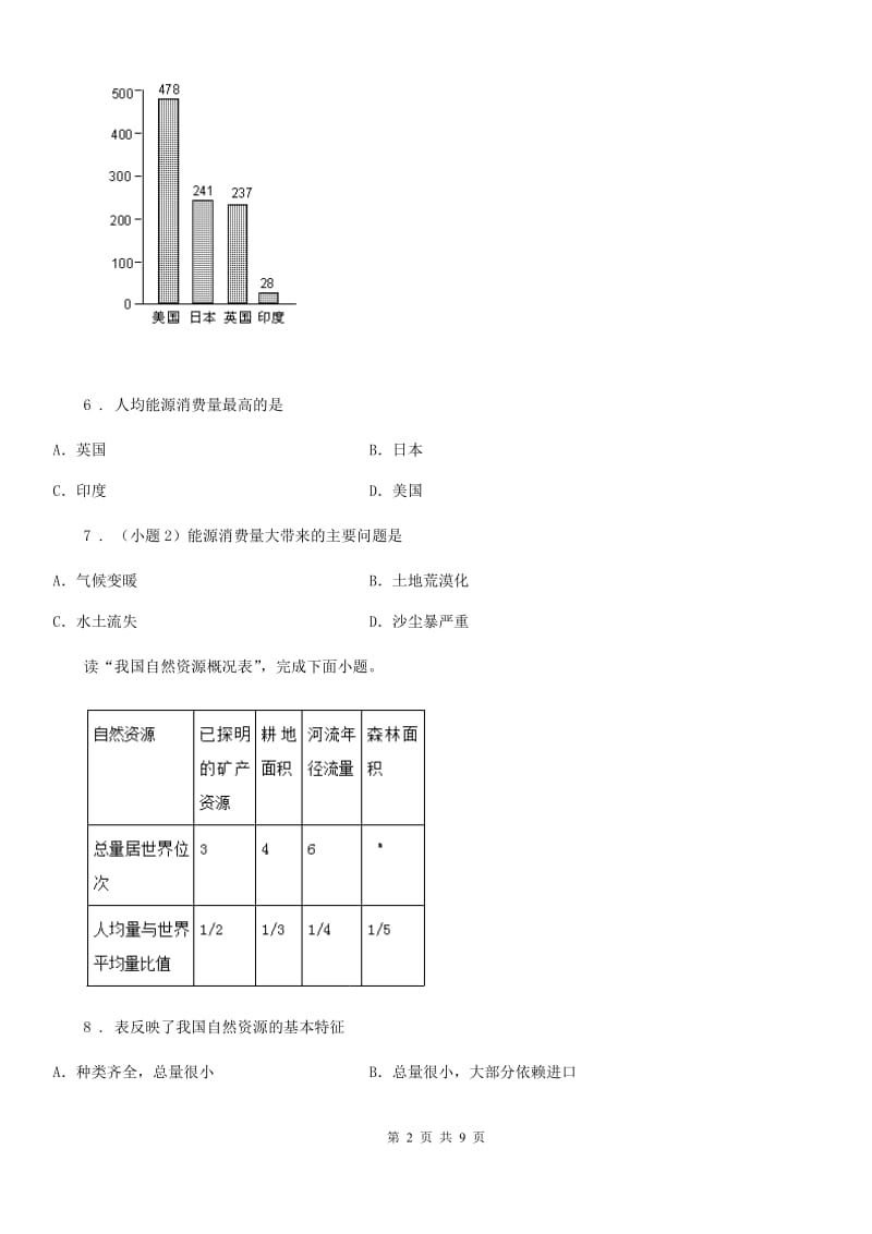 人教版地理八年级上第三章第一节《中国的自然资源》_第2页