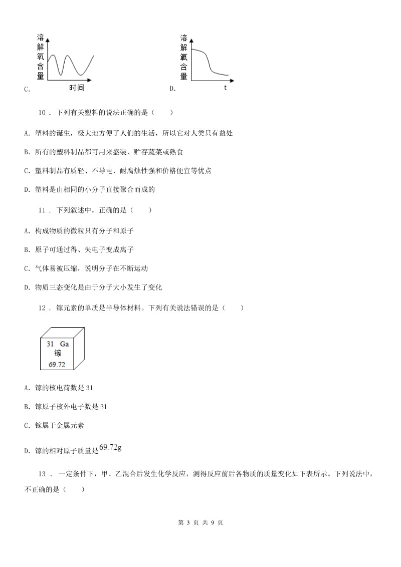 人教版2019-2020年度中考一模化学试题（II）卷_第3页