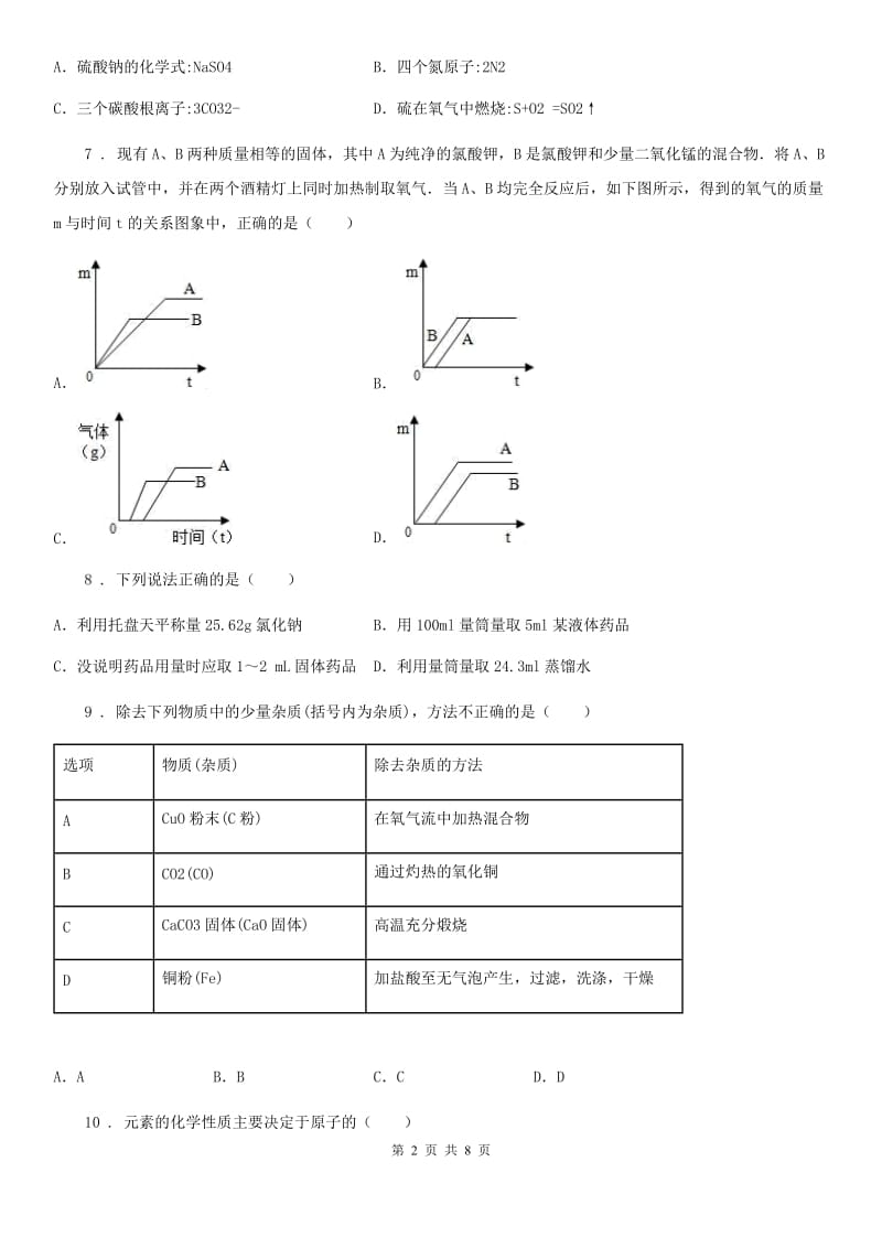 人教版2019版九年级下学期中考二模化学试题A卷（模拟）_第2页