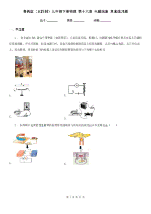 魯教版（五四制）九年級(jí)地理下冊(cè)物理 第十六章 電磁現(xiàn)象 章末練習(xí)題