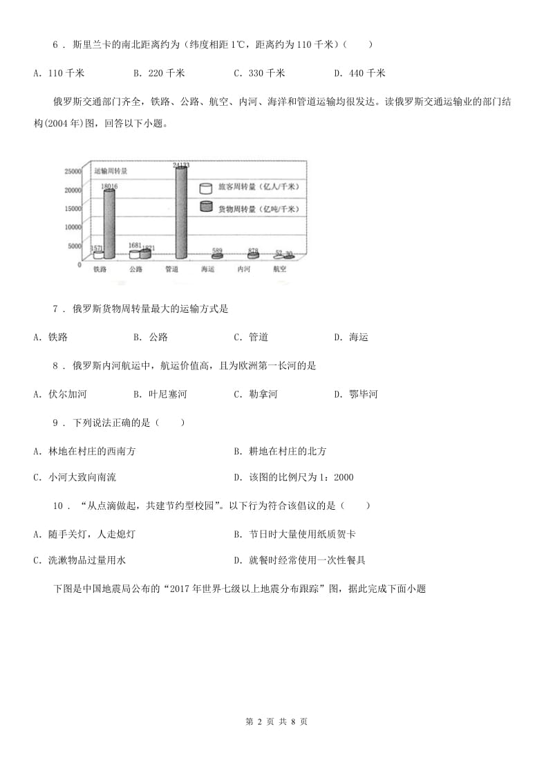 人教版2019-2020年度七年级下学期期末考试地理试卷C卷_第2页