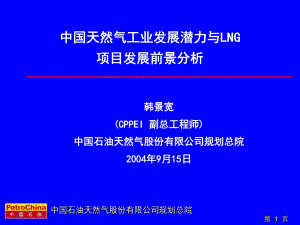 中國天然氣工業(yè)發(fā)展?jié)摿εcLNG項(xiàng)目發(fā)展前景分析韓景寬