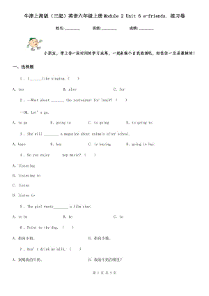 牛津上海版（三起）英语六年级上册Module 2 Unit 6 e-friends. 练习卷