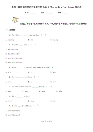 牛津上海版劍橋英語(yǔ)六年級(jí)下冊(cè)Unit 6 The world of my dreams練習(xí)卷