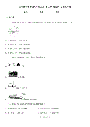 蘇科版初中物理八年級地理上冊 第三章 光現(xiàn)象 專項練習題