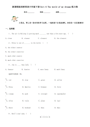 新课程版剑桥英语六年级下册Unit 6 The world of my dreams练习卷