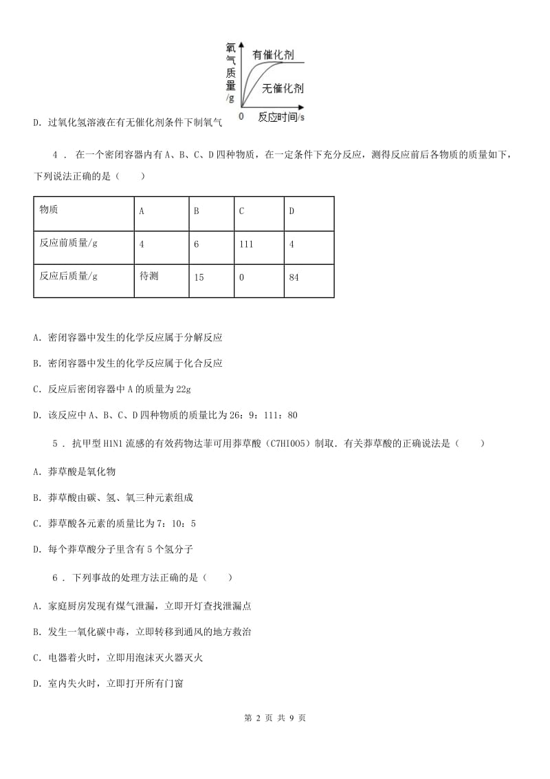 人教版2020版九年级上学期期末化学试题C卷_第2页