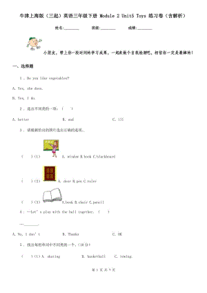 牛津上海版（三起）英語三年級下冊 Module 2 Unit5 Toys 練習卷（含解析）