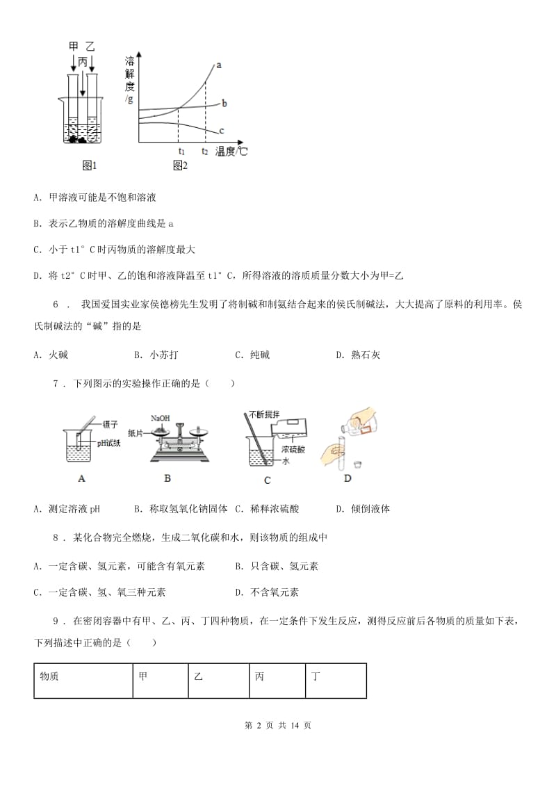 人教版2019-2020年度九年级下学期中考模拟化学试题A卷（练习）_第2页