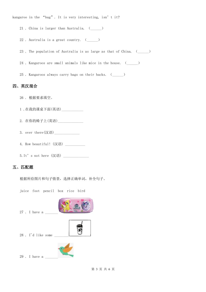 朗文版六年级英语下册Unit 6 An interesting country 单元测试卷新版_第3页