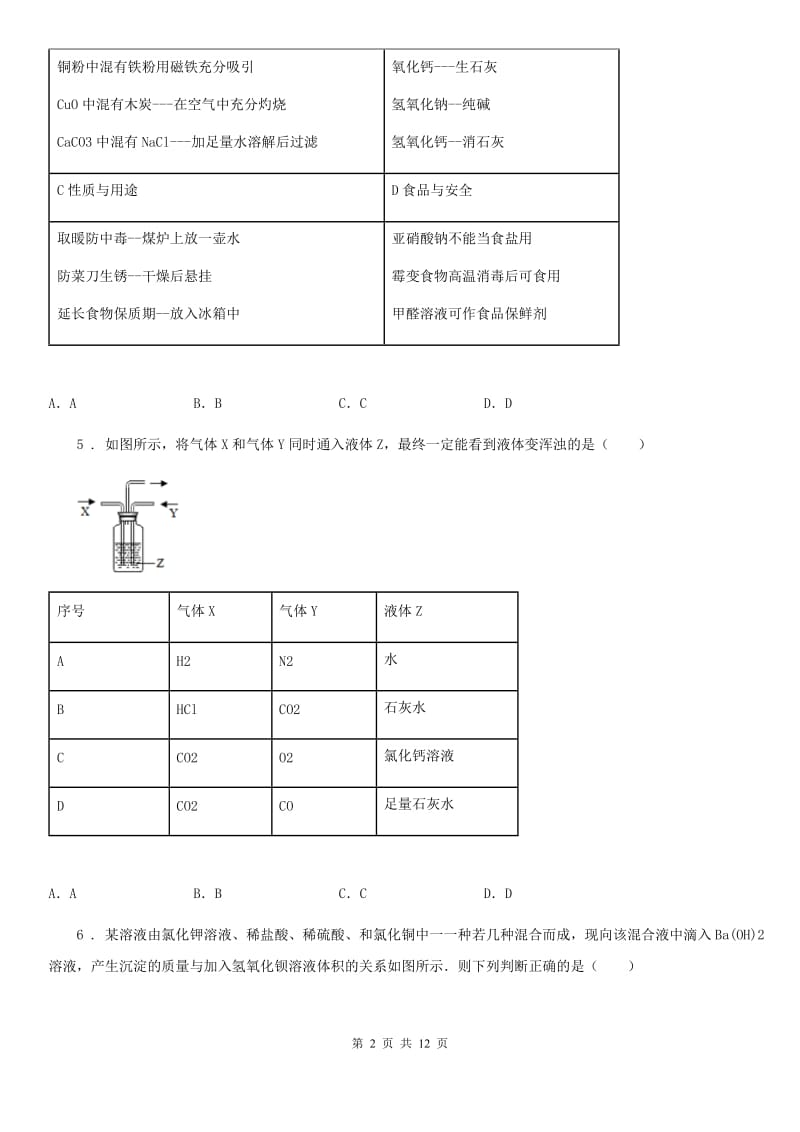 人教版2020年（春秋版）九年级上学期第二次月考化学试题A卷（练习）_第2页