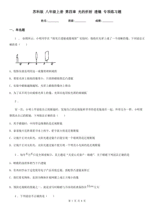 蘇科版 八年級地理上冊 第四章 光的折射 透鏡 專項(xiàng)練習(xí)題