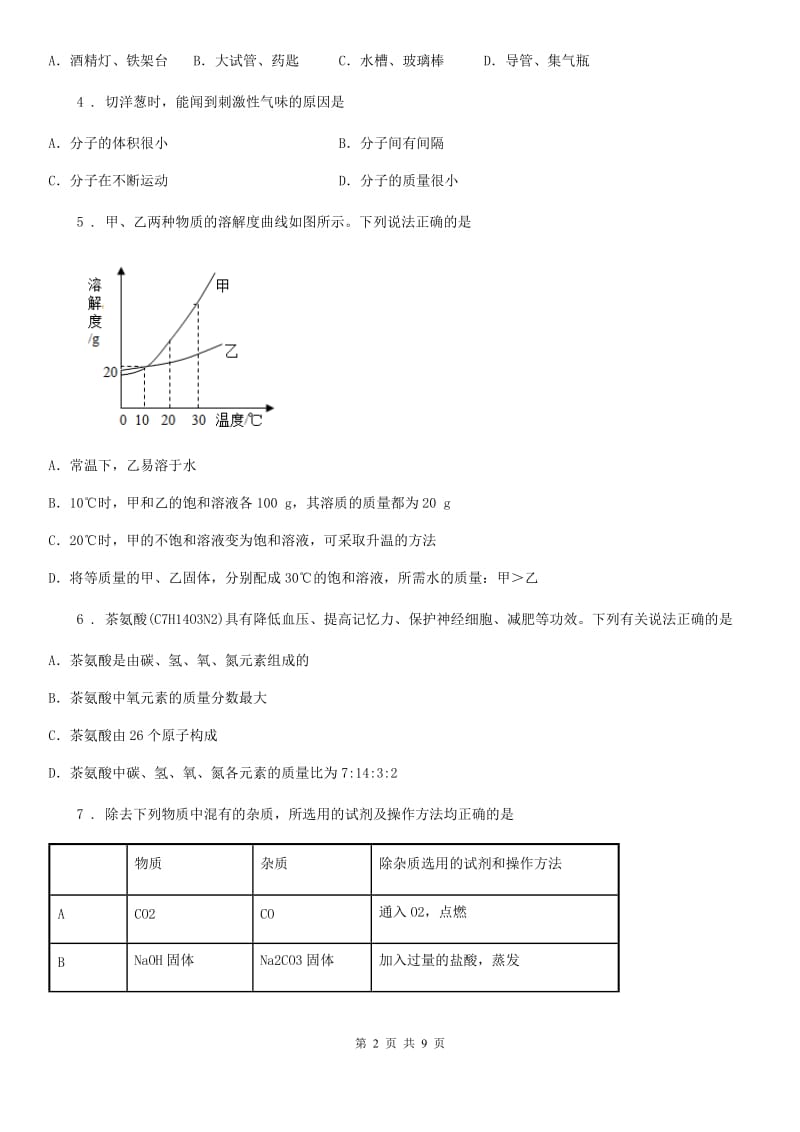 人教版2020版九年级下学期第二次模拟考试化学试题A卷(模拟)_第2页