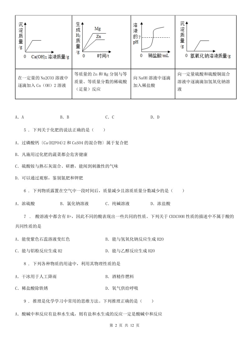 人教版九年级下学期阶段测试化学试题_第2页