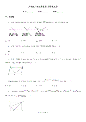 人教版八年級數(shù)學(xué)上學(xué)期 期中模擬卷