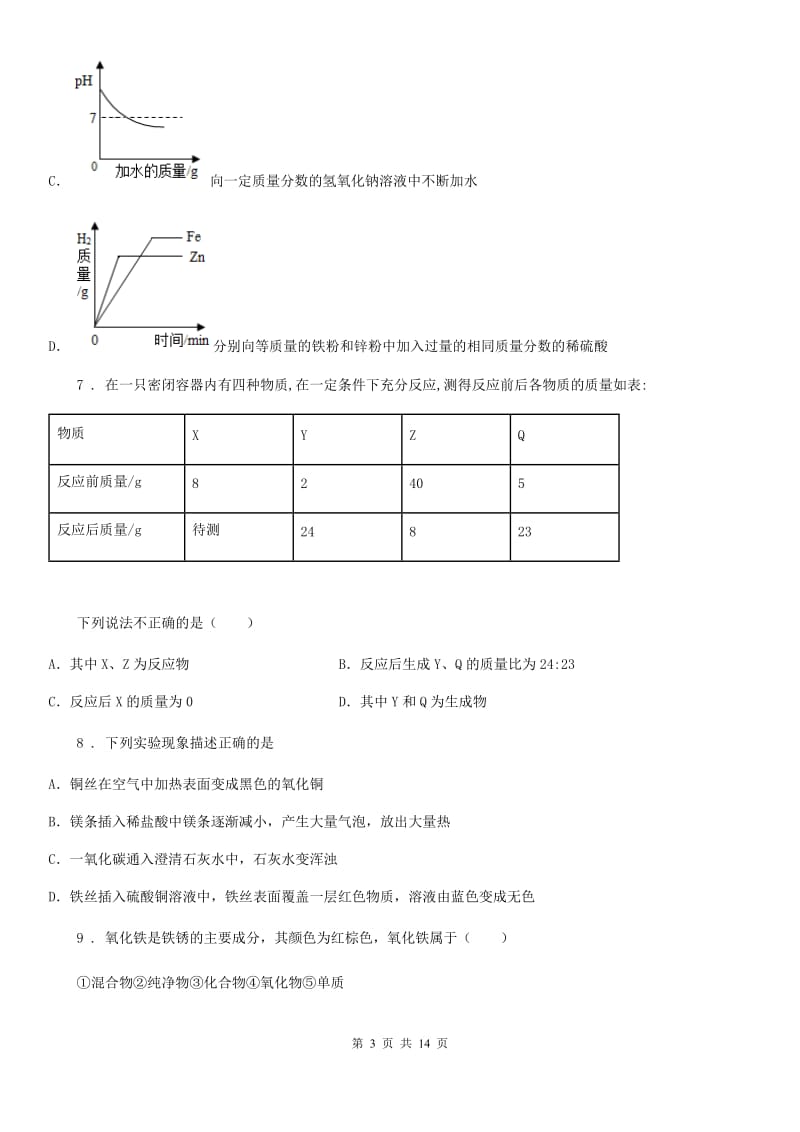 人教版2019-2020学年九年级下学期期中考试化学试题A卷（模拟）_第3页