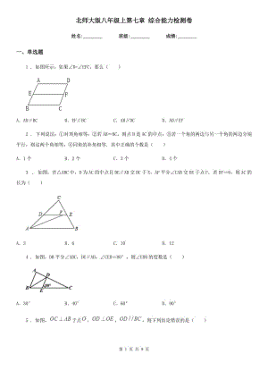 北師大版八年級(jí)數(shù)學(xué)上第七章 綜合能力檢測(cè)卷